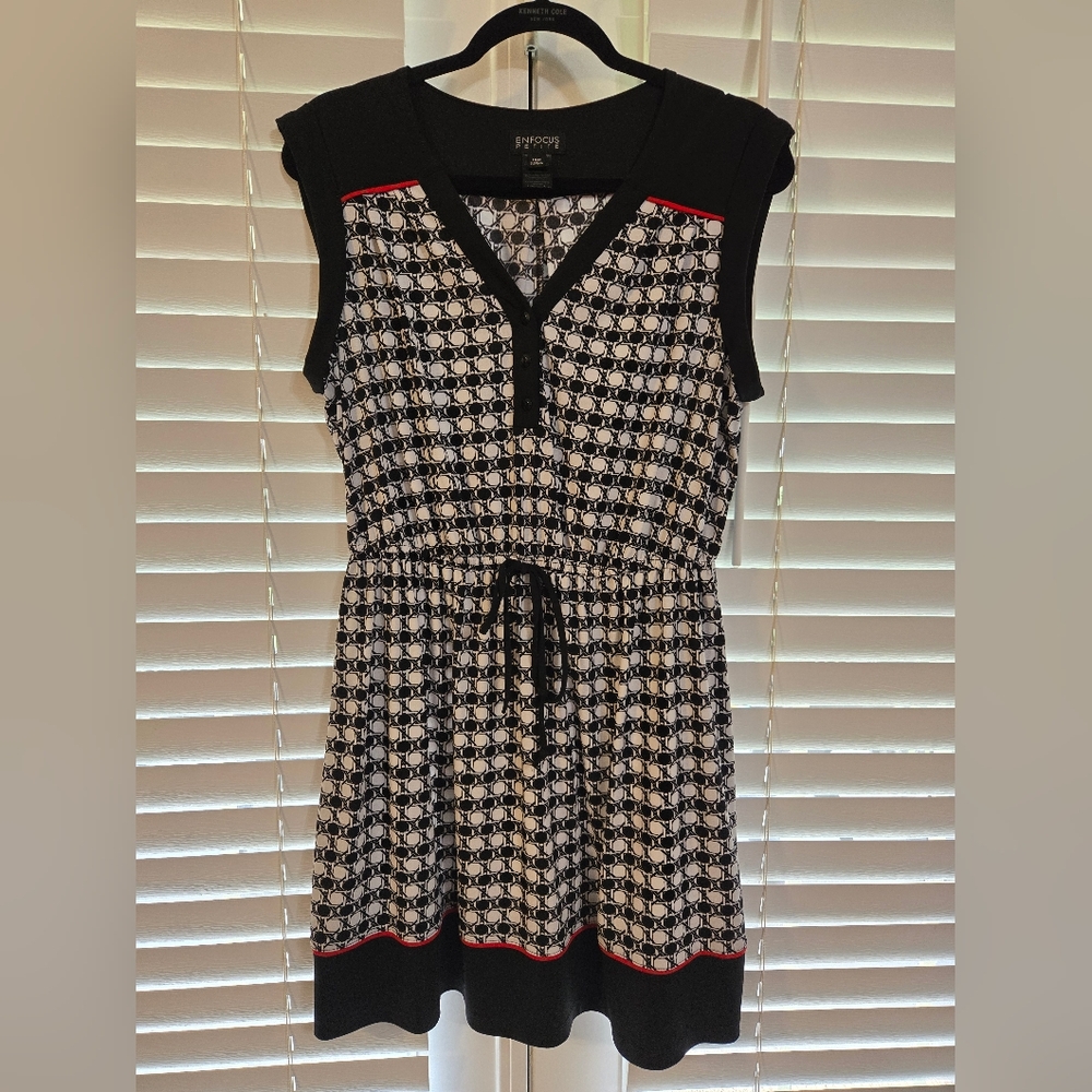 Enfocus Studio Geometric Printed Sleeveless Dress Sz 14 Petite